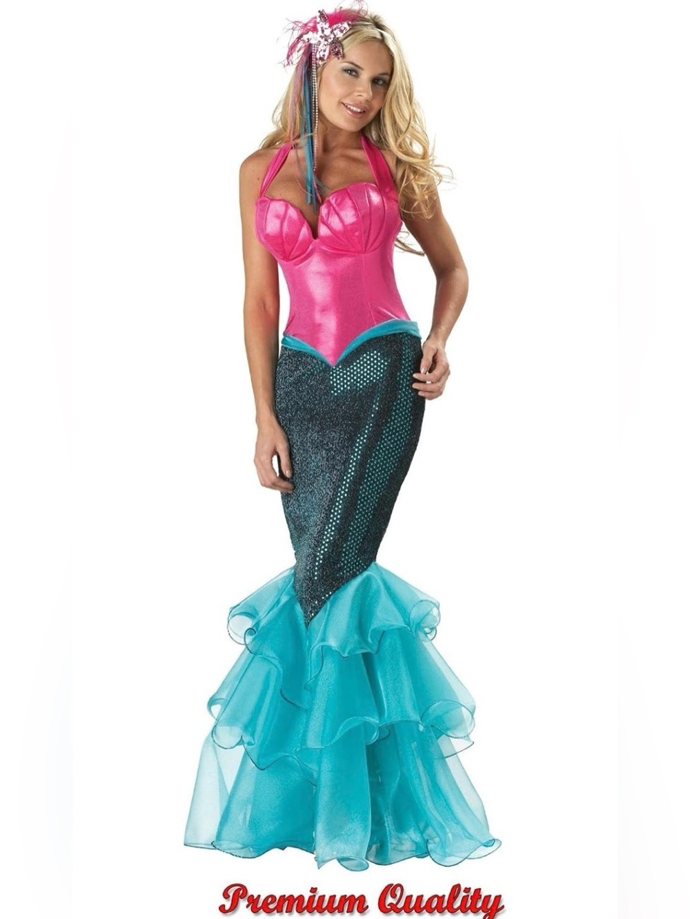 Pink and teal halter Mermaid Costume. Size XL